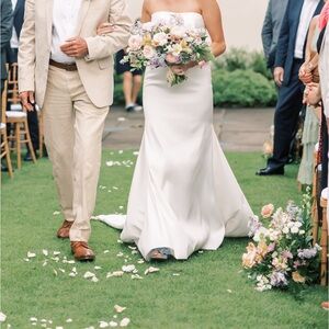 Justin Alexander Celeste Gown with French Bustle